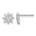 Sterling Silver Polished CZ Star Post Earrings