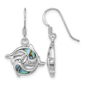 Sterling Silver Rhod-plated Polished Abalone Dolphins Dangle Earrings