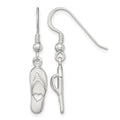 Sterling Silver Polished Heart Flip Flop Dangle Earrings