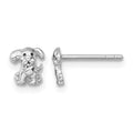 Sterling Silver Rhodium-plated Polished Enamel Puppy Dog Post Earrings