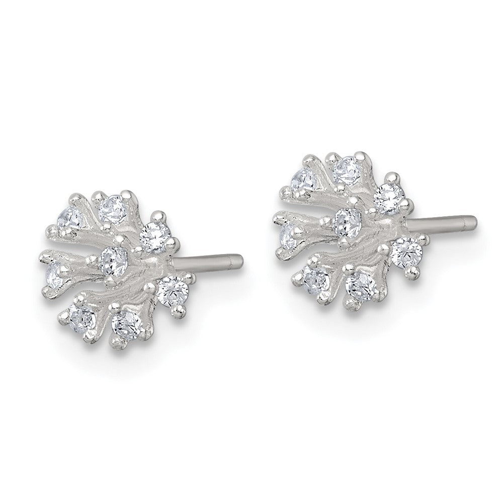 Sterling Silver Polished CZ Cluster Post Earrings