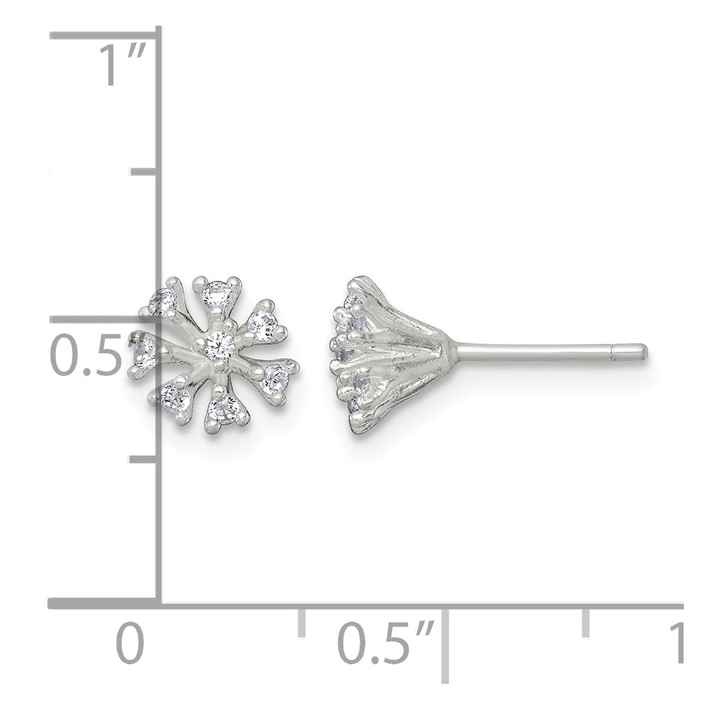 Sterling Silver Polished CZ Cluster Post Earrings