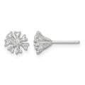 Sterling Silver Polished CZ Floral Post Earrings