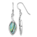Sterling Silver Rhodium-plated Abalone Leaf Dangle Earrings