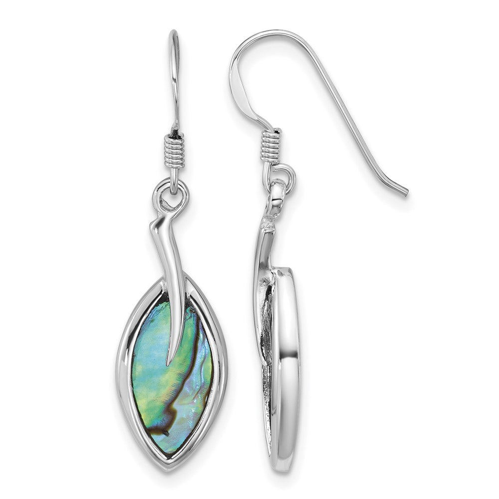 Sterling Silver Rhodium-plated Abalone Leaf Dangle Earrings