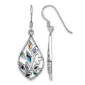 Sterling Silver Rhodium-plated Polished Abalone Floral Earrings