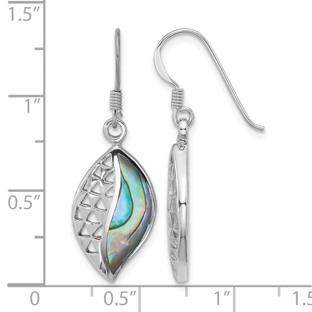 Sterling Silver Rhodium-plated Polished Abalone Dangle Earrings