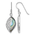 Sterling Silver Rhodium-plated Polished Abalone Dangle Earrings
