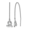 Sterling Silver Rhodium-plated CZ Loop Dangle Threader Earrings