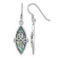 Sterling Silver Rhodium-plated Polished Abalone Cross Earrings
