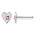 Sterling Silver Madi K RH-plated Pink Crystal Heart Post Earring