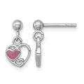 Sterling Silver Rhodium-plated Enamel Triple Heart Post Dangle Earrings