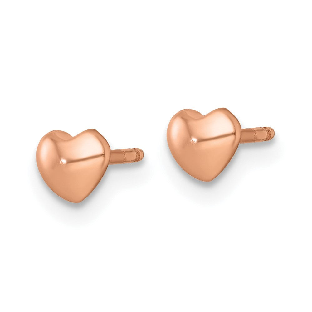 Sterling Silver Rose Gold-plated Polished Pettie Heart Post Earrings