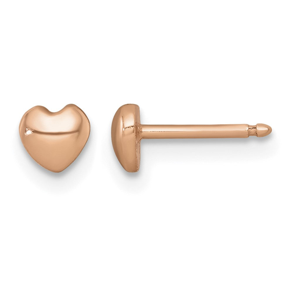 Sterling Silver Rose Gold-plated Polished Pettie Heart Post Earrings