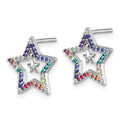 SS RH-pl Rainbow Nano Crystals Star w/ Mini Star Post Earrings