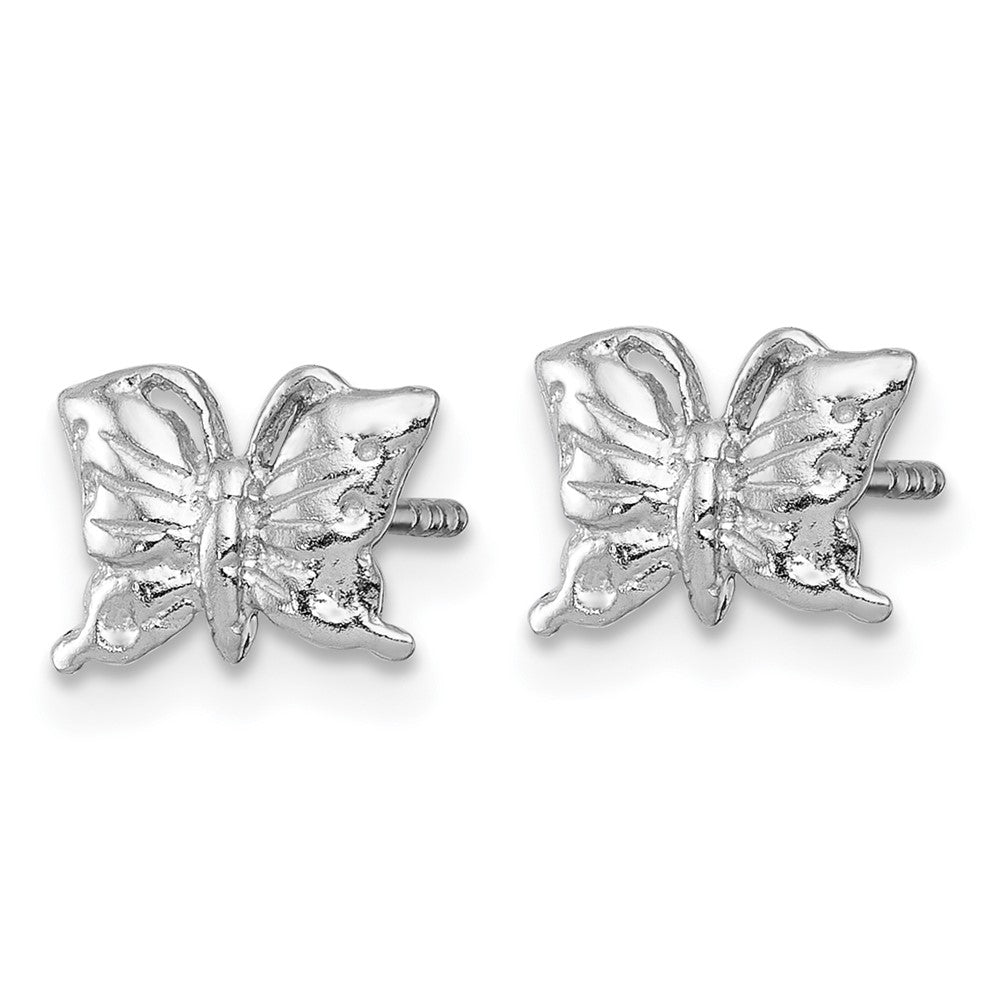 SS Madi K RH-plated Polished / Textured Butterfly Children's Post Earrings