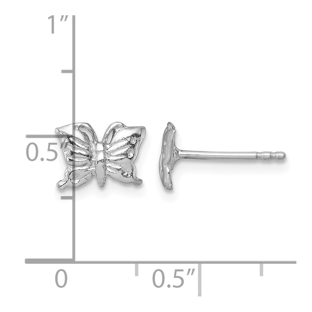SS Madi K RH-plated Polished / Textured Butterfly Children's Post Earrings