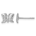 SS Madi K RH-plated Polished / Textured Butterfly Children's Post Earrings