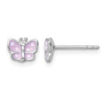 SS Madi K RH-plated Enamel Pink Petite Butterfly Post Earrings