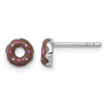 Sterling Silver Rh-plated Children's Enamel Donut Post Earrings