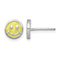 SS Madi K RH-plated Enamel Yellow Smiley Face Post Earrings