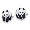 SS Madi K RH-plated Enamel Black And White Panda Post Earrings