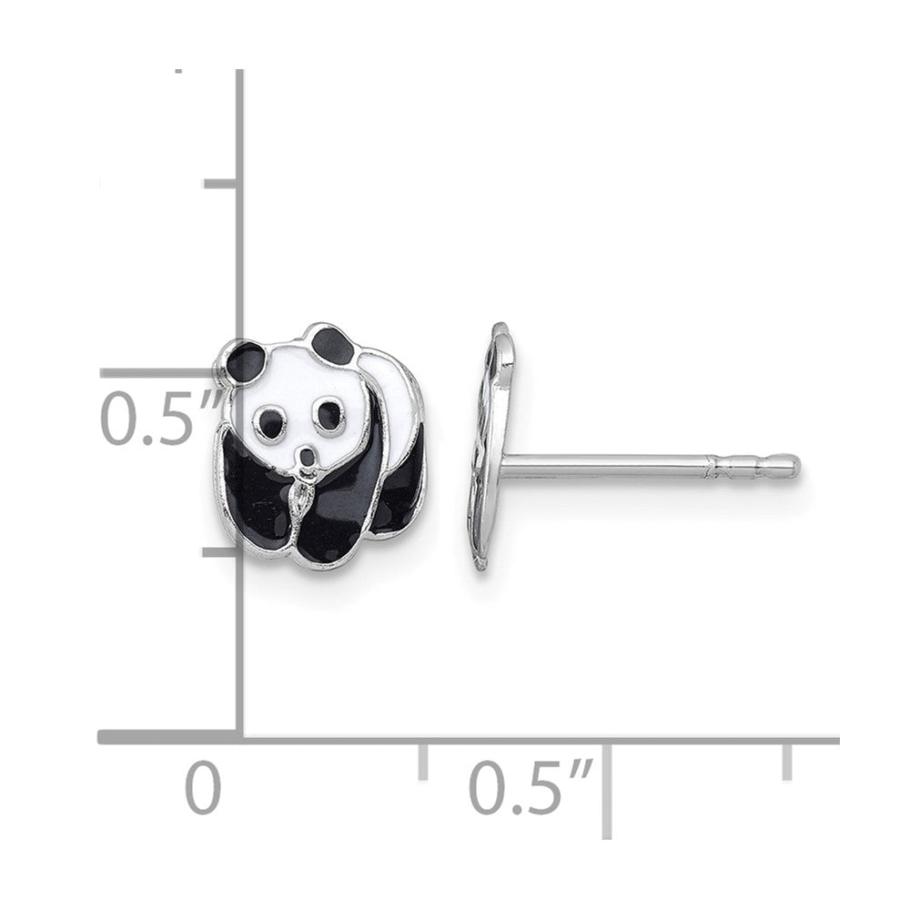 SS Madi K RH-plated Enamel Black And White Panda Post Earrings