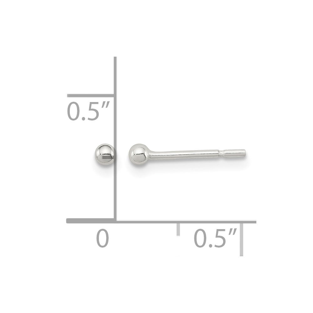 Sterling Silver Polished 2mm Ball Earrings