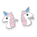 Sterling Silver Madi K RH-plated Enamel Unicorn Post Earrings
