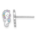 Sterling Silver Rhodium-plated Multi-color Enamel Seahorse Post Earrings
