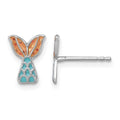Sterling Silver Madi K RH-plat Enamel Mermaid Tail Post Earrings