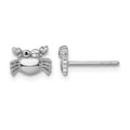 Sterling Silver RH-pl Polished Black Enamel CZ Crab Post Earring