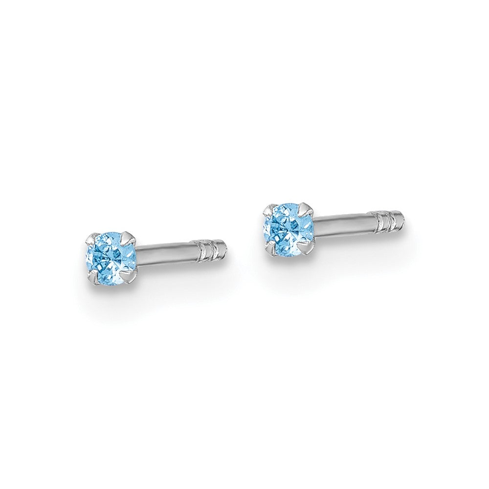 Sterling Silver Madi K RH-plated Blue 2mm CZ Stud Post Earrings