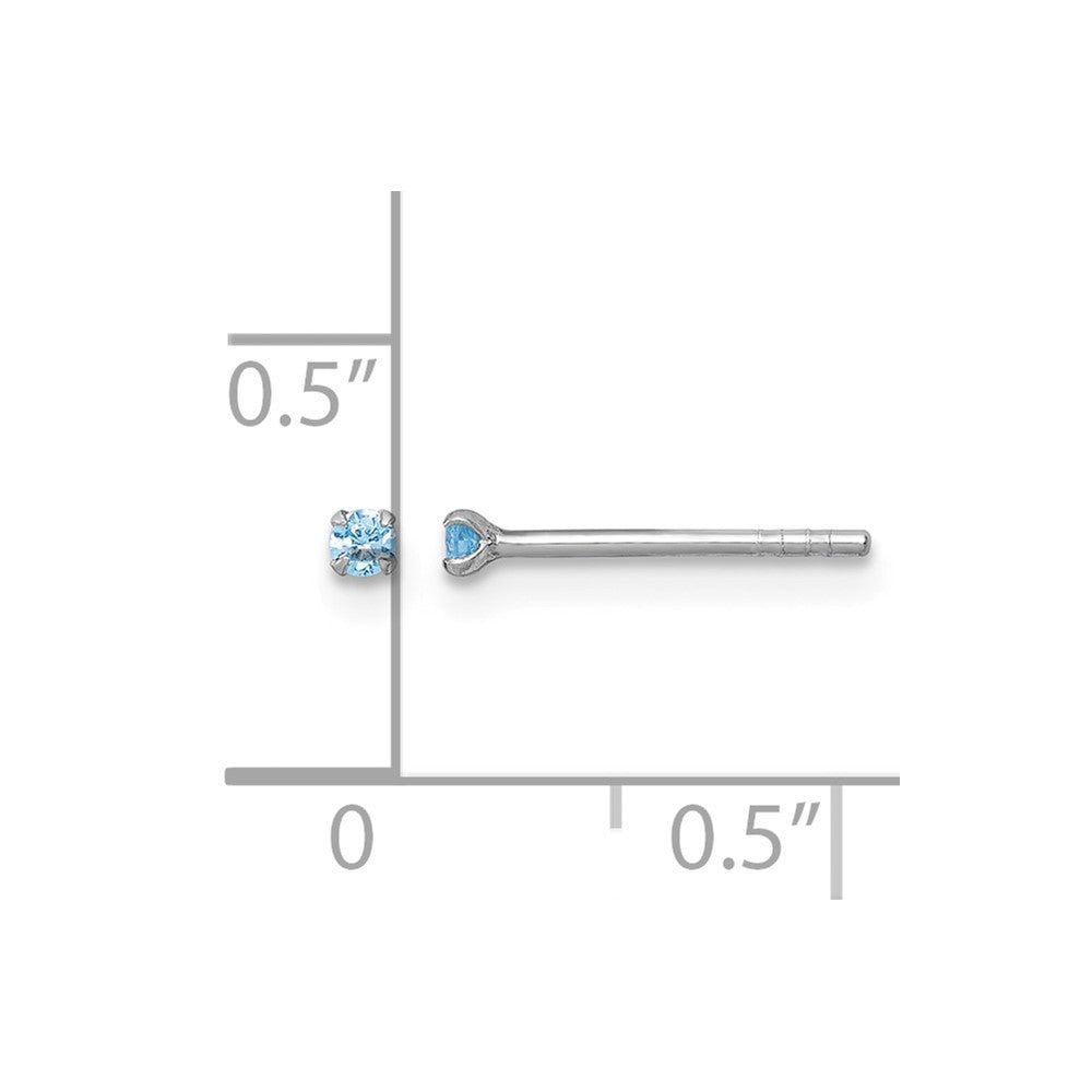 Sterling Silver Madi K RH-plated Blue 2mm CZ Stud Post Earrings