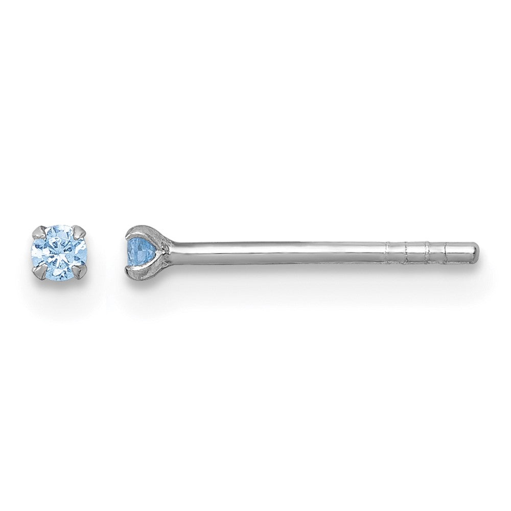 Sterling Silver Madi K RH-plated Blue 2mm CZ Stud Post Earrings