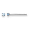 Sterling Silver Madi K RH-plated Blue 2mm CZ Stud Post Earrings