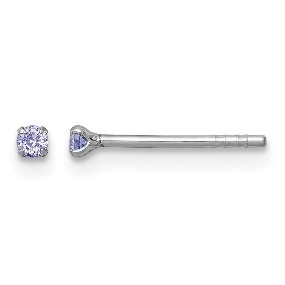Sterling Silver Madi K RH-plat Purple 2mm CZ Stud Post Earrings