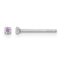 Sterling Silver Madi K RH-plated Pink 2mm CZ Stud Post Earrings