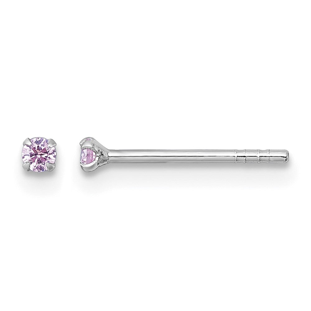 Sterling Silver Madi K RH-plated Pink 2mm CZ Stud Post Earrings