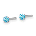 Sterling Silver Madi K RH-plated Blue 3mm CZ Stud Post Earrings