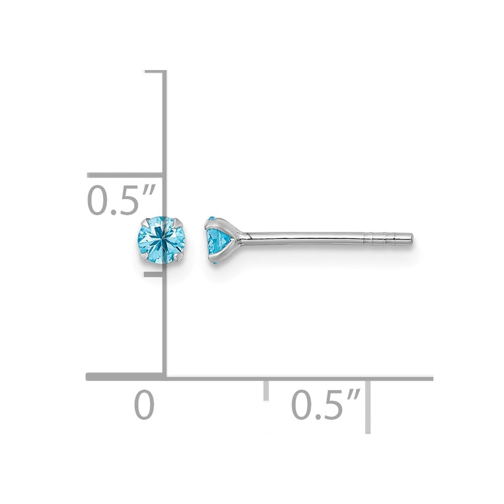 Sterling Silver Madi K RH-plated Blue 3mm CZ Stud Post Earrings