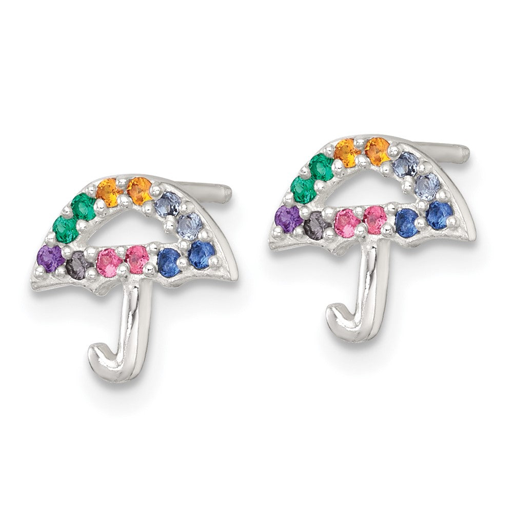 Sterling Silver Multi-Color Nano Crystals Umbrella Post Earrings
