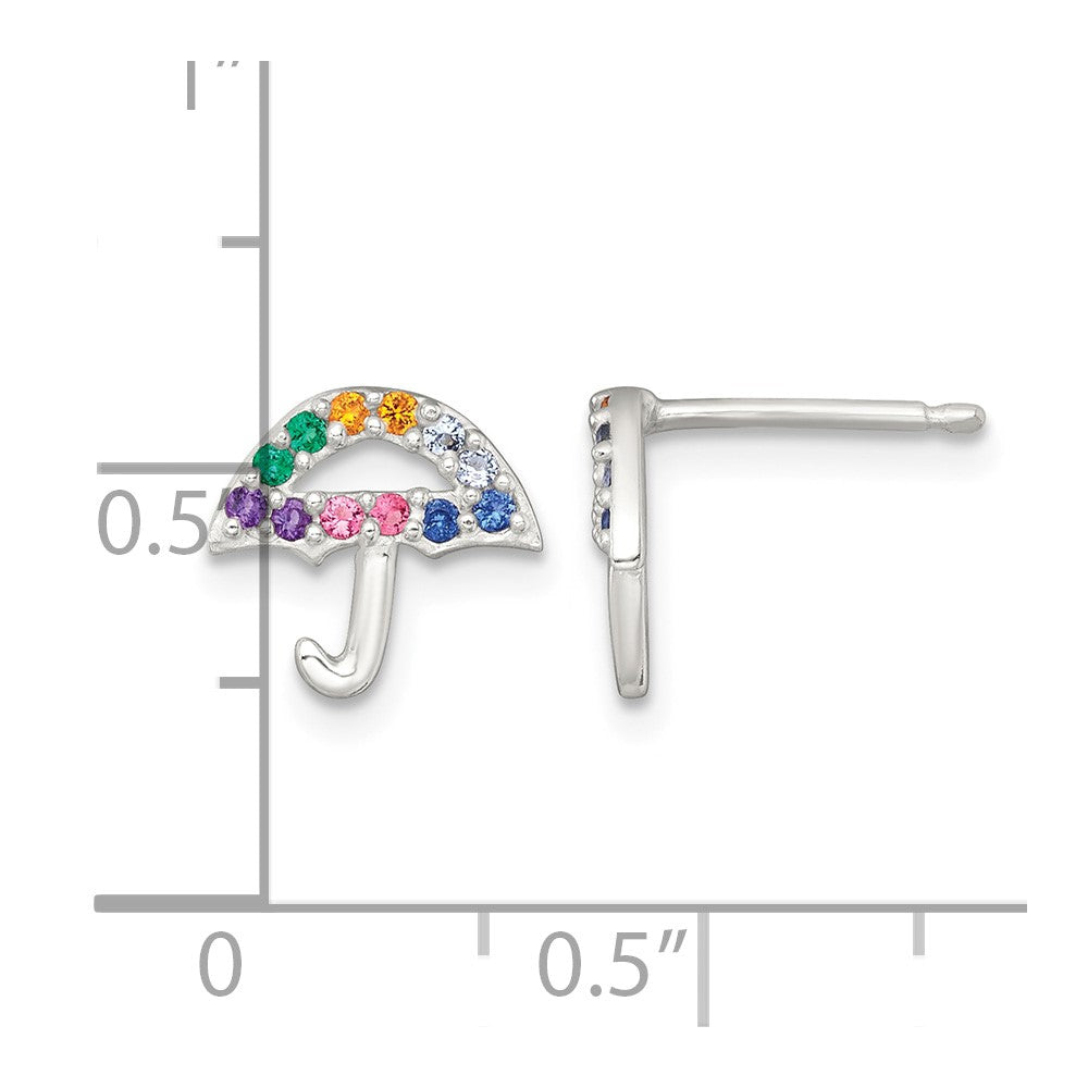 Sterling Silver Multi-Color Nano Crystals Umbrella Post Earrings