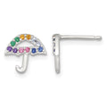Sterling Silver Multi-Color Nano Crystals Umbrella Post Earrings