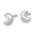 Sterling Silver Polished 3D Moon Post Earrings