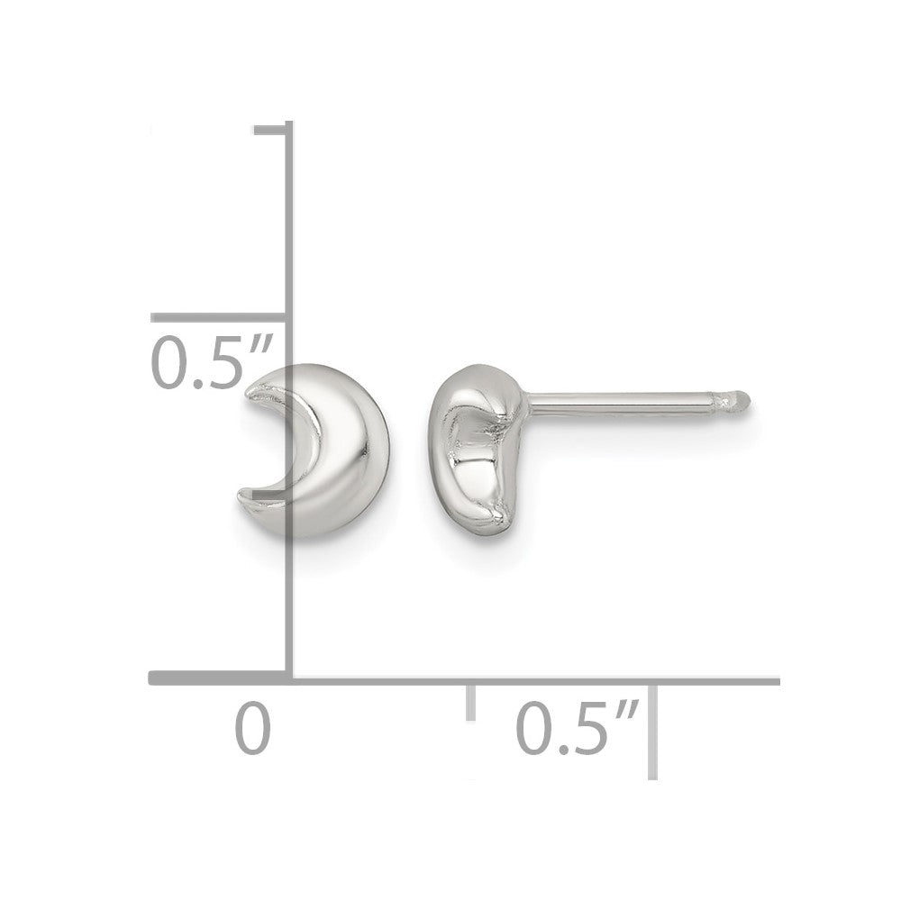Sterling Silver Polished 3D Moon Post Earrings