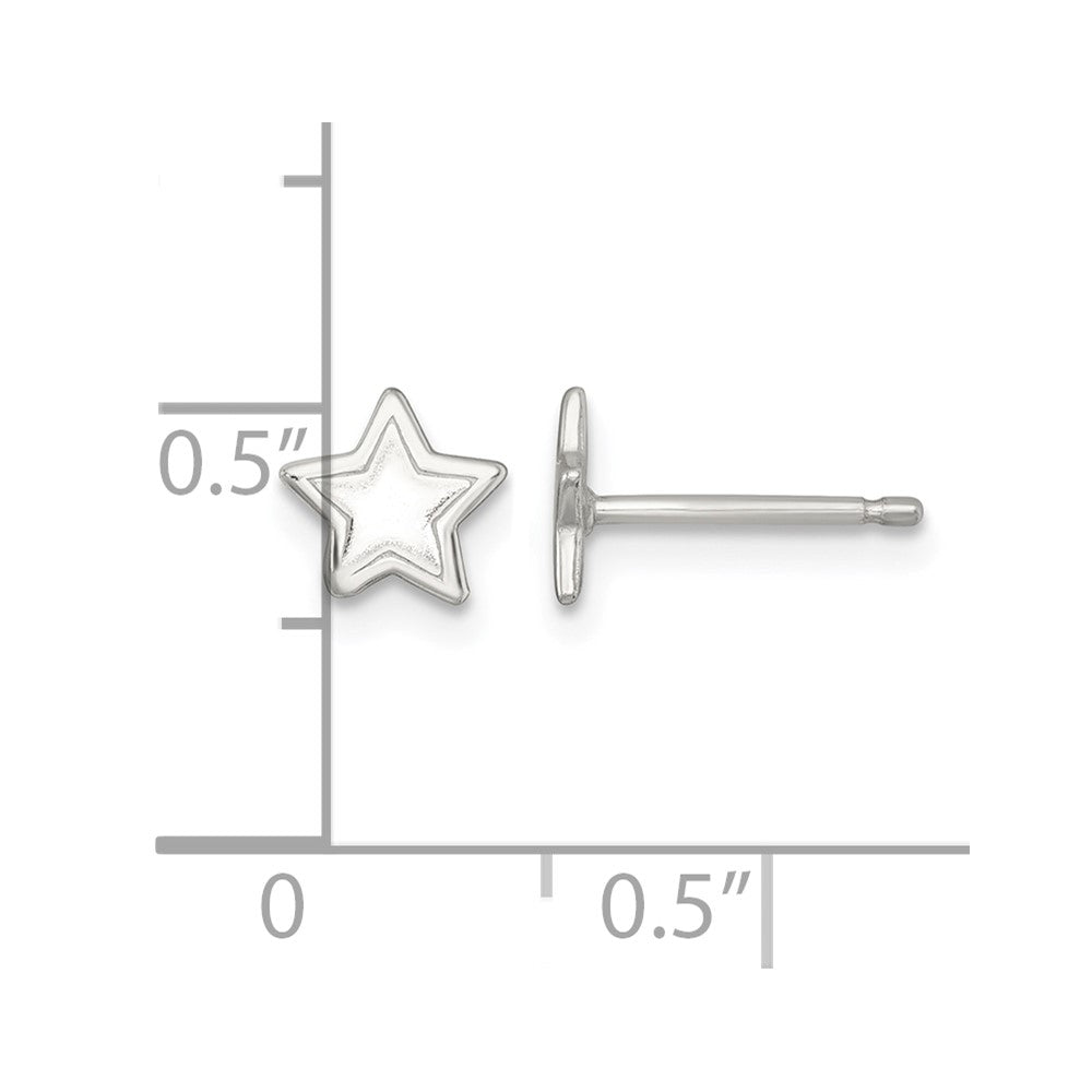 Sterling Silver Polished and Grooved Star Post Earrings