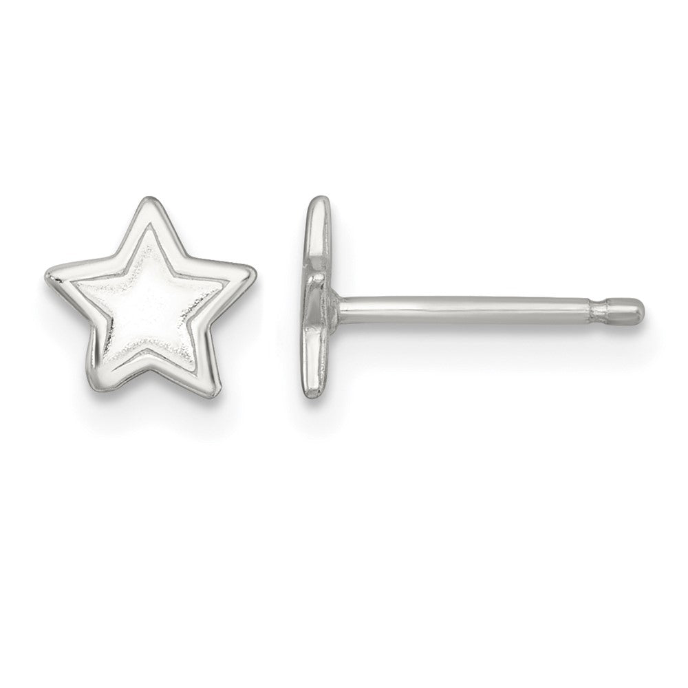 Sterling Silver Polished and Grooved Star Post Earrings