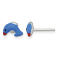 Sterling Silver Enameled Dolphin Children's Post Earrings