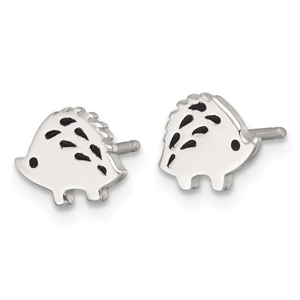 Sterling Silver Polished Enameled Hedgehog Post Earrings